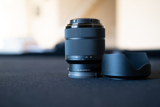 camera lens on table
