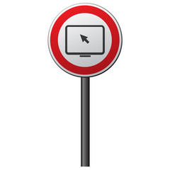 Panneau rond interdit aux ordinateurs en relief