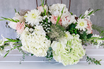 Wedding floral arrangement . Big bouquet of flowers.