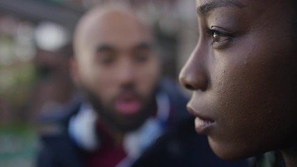Close up on woman's face during an argument with her boyfriend - Powered by Adobe