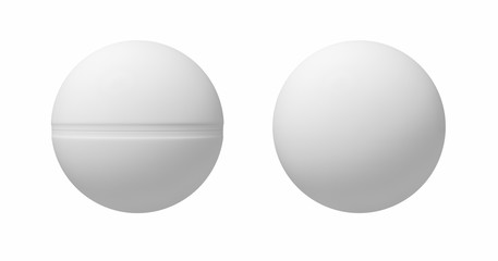 3d close-up rendering of white ping pong balls on white background.