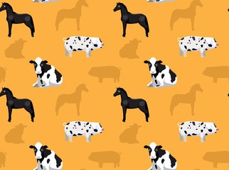 Livestock Farm Animals Seamless Wallpaper 2