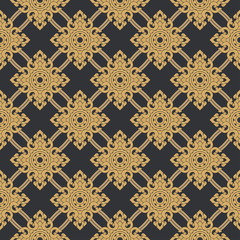 Seamless Line Thai gold pattern on gray background, The Arts of Thailand, Thai pattern background.