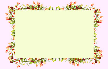 Colorful flowers on the four sides of the fence with yellow background