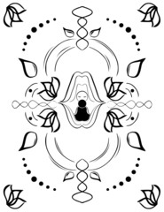 Mother & Child Floral Mandala Art [B&W]