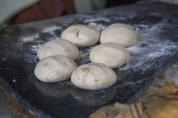 Fototapeta na wymiar Making of Roti Canai, cooking process, Indian traditional street food