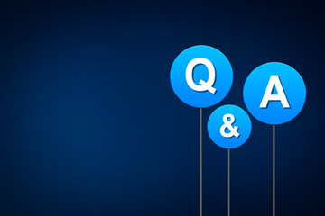 Question answer concept on blue background