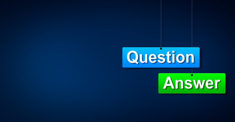 Question answer concept on blue background