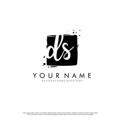D S DS initial square logo template vector