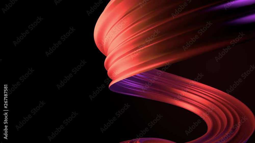 Poster 3d render abstract background with twisted geometry. swirl shape. loopable rotation.