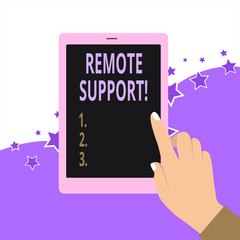 Handwriting text Remote Support. Conceptual photo help endusers to solve computer problems and issues remotely