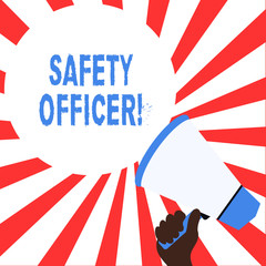Fototapeta na wymiar Word writing text Safety Officer. Business photo showcasing a demonstrating responsible for ensuring safety regulations