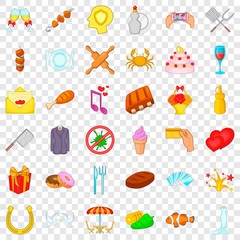 Banquet icons set. Cartoon style of 36 banquet vector icons for web for any design