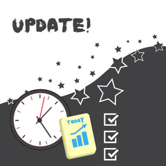 Conceptual hand writing showing UPDATE. Concept meaning make something more modern or up to date like software program