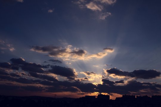 sky with clouds as sunset scenic