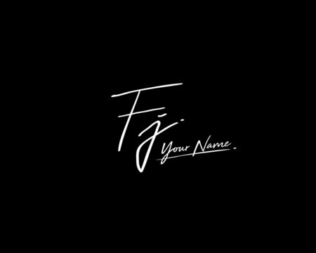 F J FJ Signature initial logo template vector