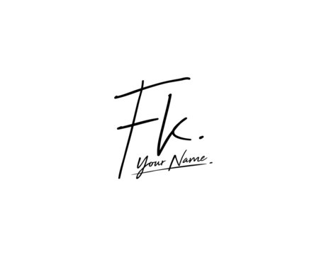 F K FK Signature initial logo template vector