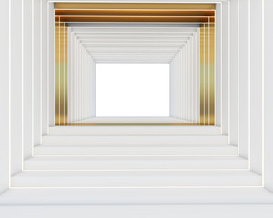 3d render of modern style and stair with gold wall