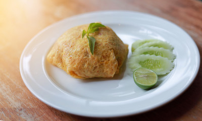 Fried rice chicken egg That looks appetizing