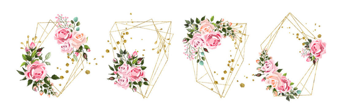 Wedding floral geometric triangular frame