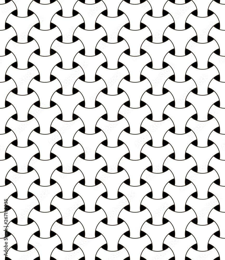 Poster seamless geometric mesh pattern vector illusion triangular mesh netting black and white circles with volumetric effect