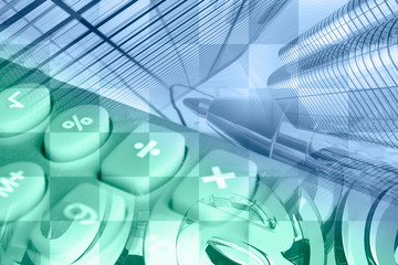 Mail signs, graph and pen