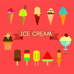 ice cream illustrations set with different  style and topping