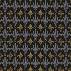 Damask seamless pattern. Dark background texture in vintage style. Great design for any purposes. Vector abstract graphic design