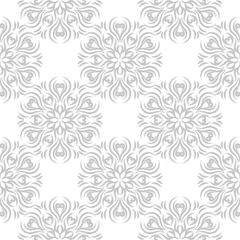 Poster Floral white background with gray seamless pattern © Liudmyla