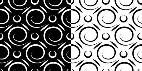 Fototapeta premium Compilation of geometric seamless backgrounds. White and black pattern with circles
