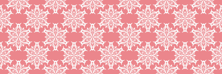 Floral seamless pattern. White design on pink background