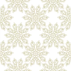 Poster Floral seamless pattern. Pale olive green flowers on white background © Liudmyla