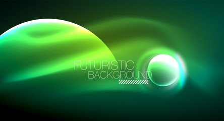 Vector glowing neon circles abstract background