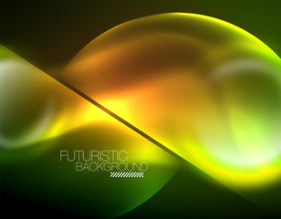 Vector glowing neon circles abstract background