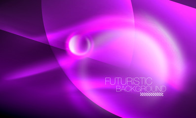 Blurred neon glowing round shapes, abstract circles and lights