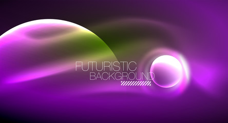 Vector glowing neon circles abstract background