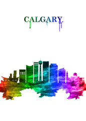 Calgary Canada skyline Portrait Rainbow
