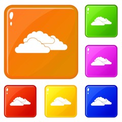 Clouds icons set collection vector 6 color isolated on white background