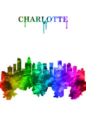 Charlotte North Carolina skyline Portrait Rainbow