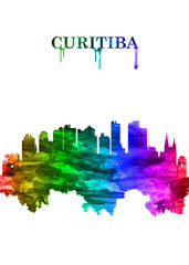 Fototapeta premium Curitiba Brazil skyline Portrait Rainbow