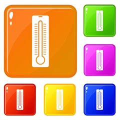 Thermometer icons set collection vector 6 color isolated on white background