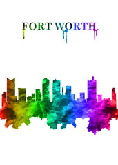Fort Worth Texas skyline Portrait Rainbow