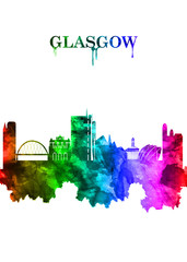 Obraz premium Glasgow Scotland skyline Portrait Rainbow
