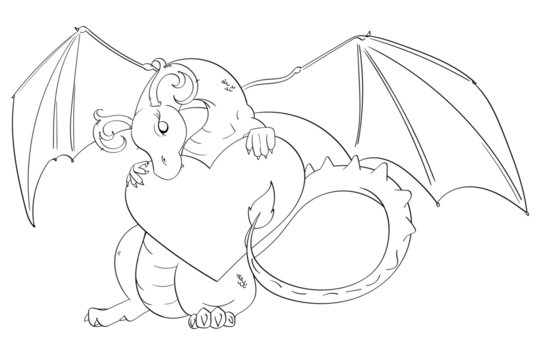 Dragon holding a Heart