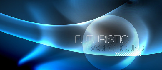 Glossy glowing neon light wave background