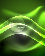 Glossy glowing neon light wave background
