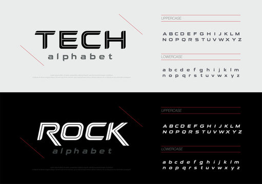 Sport technology alphabet letters font set. Modern lettering designs typography fonts uppercase, lowercase and italic. vector illustration