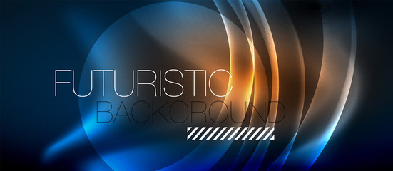 Neon glowing lines, magic energy space light concept, abstract background wallpaper design
