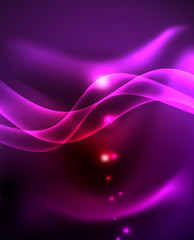 Neon color wave lines abstract background, magic techno futuristic light