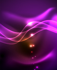 Neon color wave lines abstract background, magic techno futuristic light
